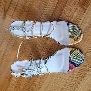 Fashion Nova Snakeskin Tie Up Heels